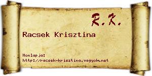 Racsek Krisztina névjegykártya